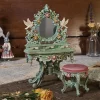 Hand-painted dressing table with mirror for 1:12 scale dollhouses by Dove & Pear. Storybook-inspired miniature appliances, fixtures, furniture and décor from Chuckleberry Town. Original Dove & Pear design.