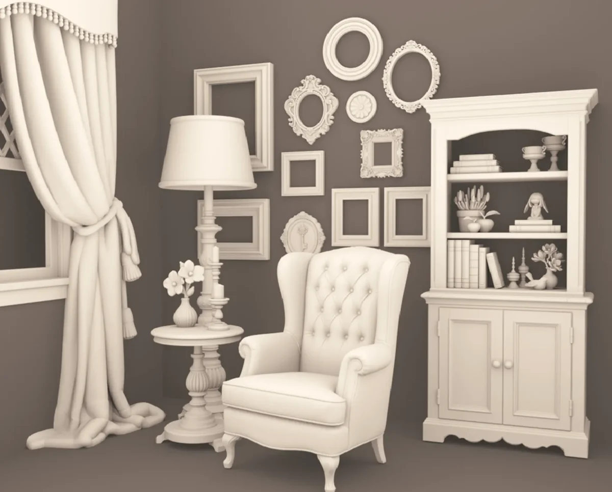 Quiet corner dollhouse miniature furniture set A Quiet Corner