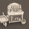 Archives 12 - Potting Table for Gardening with Accessories Dollhouse STL - home bedroom furniture and decor. 3D printing STL file - Storybook-inspired dollhouse miniatures, appliances furniture, décor and building supplies. Original designs by Dove & Pear.