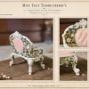 Whispering Garden Bench - Hand-painted dollhouse miniature Whispering Garden Bench – Hand-painted bench for 1:12 scale dollhouses by Dove & Pear. Storybook-inspired miniature appliances, fixtures, furniture and décor from Chuckleberry Town. Original Dove & Pear design.