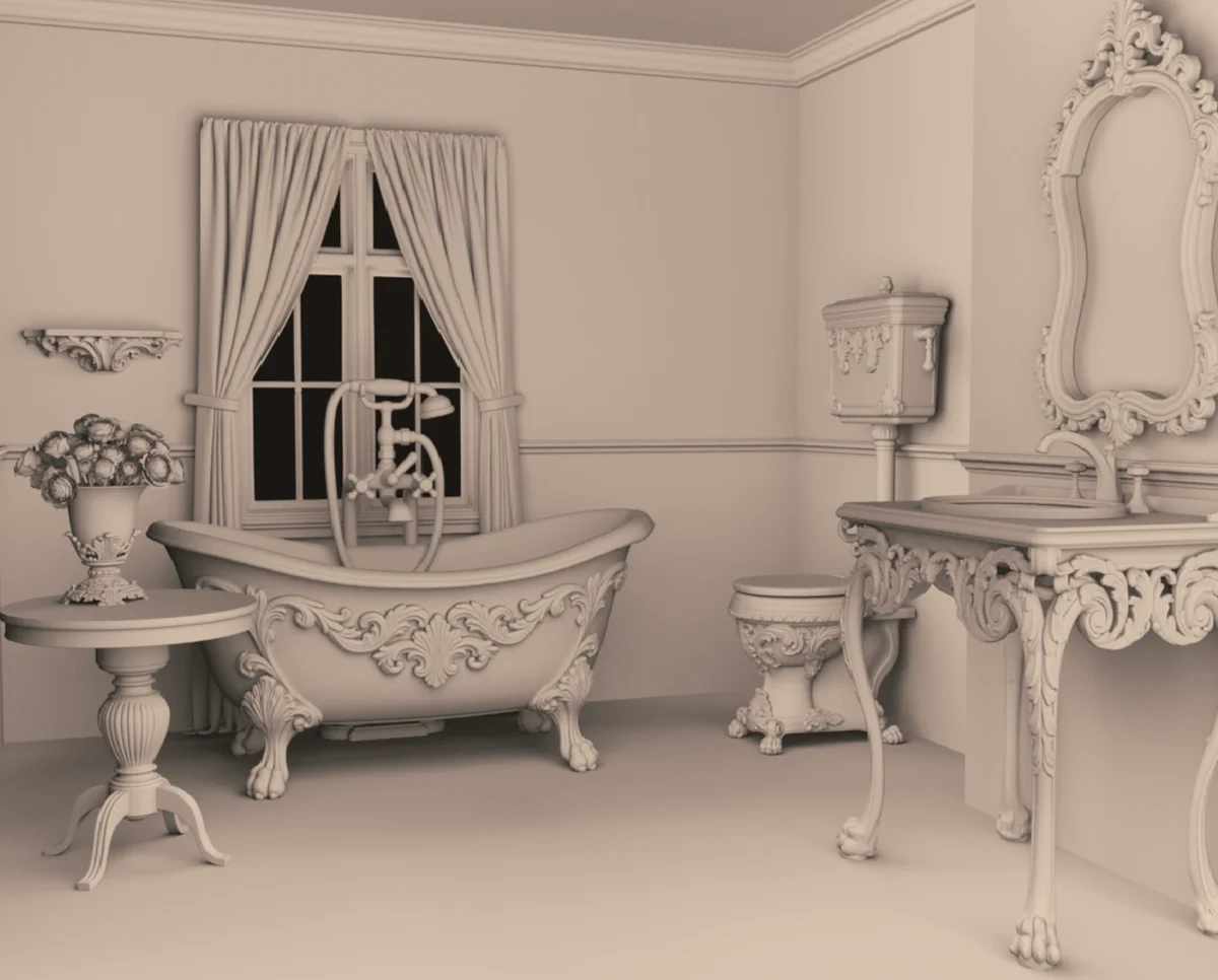 Archives 28 - Victorian Clawfoot Bathtub bathroom set - Dollhouse STL - bathroom set including bathtub, sink, toilet. 3D printing STL file - Storybook-inspired dollhouse miniatures, appliances furniture, décor and building supplies. Original designs by Dove & Pear.