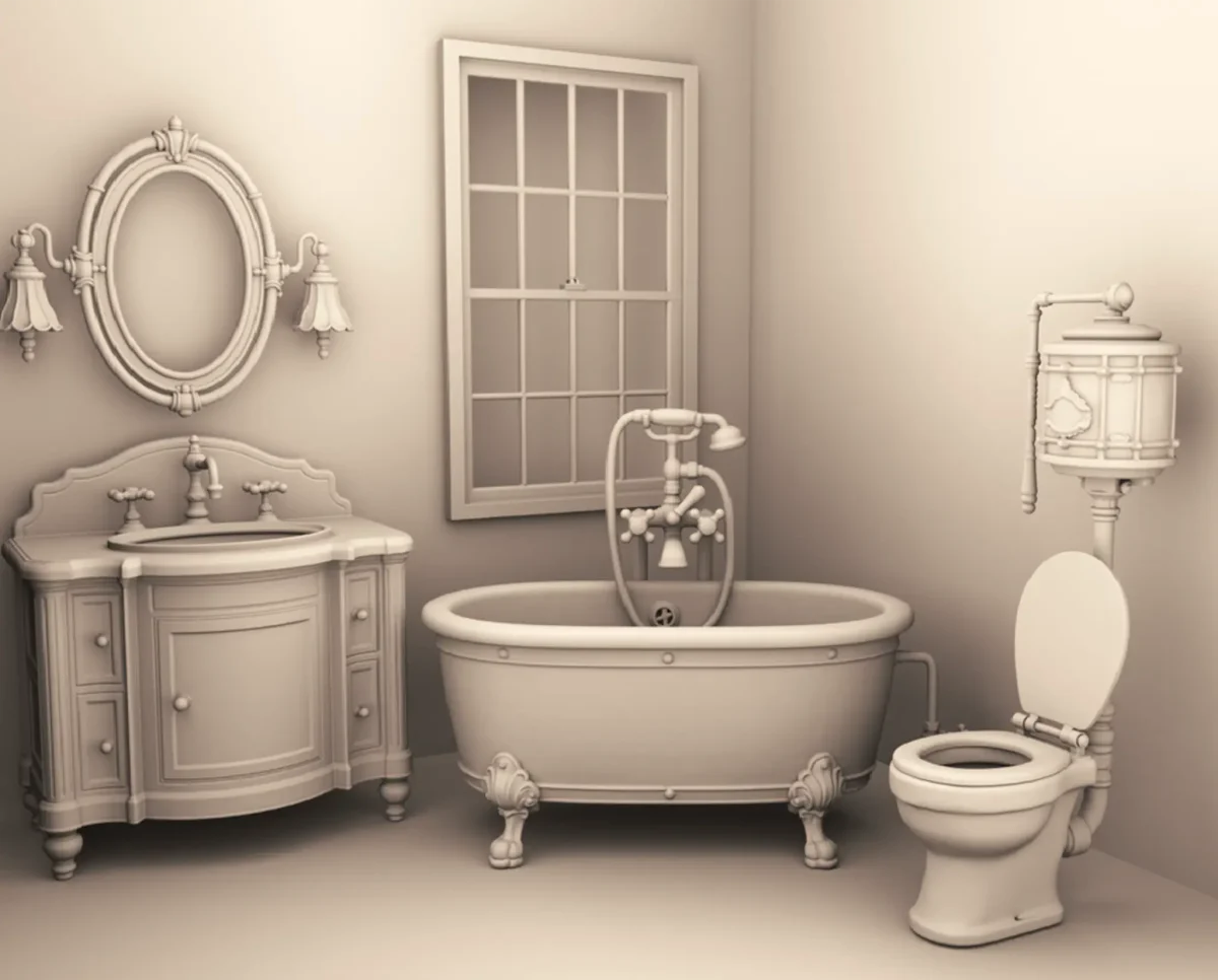 Archives 17 - Victorian Bathroom Set - Dollhouse STL Archives 17 - Victorian Bathroom Set - Dollhouse STL