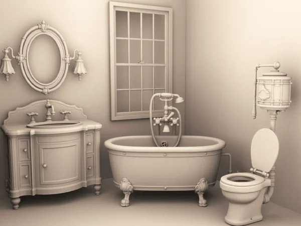 Archives 17 - Victorian Bathroom Set - Dollhouse STL
