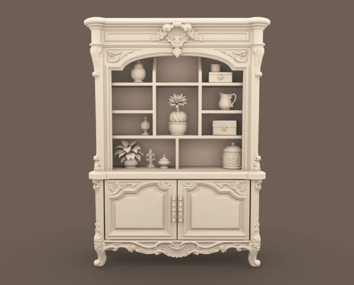 Archives 19 - French Cabinet - Dollhouse STL Archives 19 - French Cabinet - Dollhouse STL - shelf, cabinet, hutch, furniture and decor. 3D printing STL file - Storybook-inspired dollhouse miniatures, appliances furniture, décor and building supplies. Original designs by Dove & Pear.
