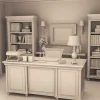 Archives 23 - Executive Home Office - Dollhouse STL - home office, desk, furniture and decor. 3D printing STL file - Storybook-inspired dollhouse miniatures, appliances furniture, décor and building supplies. Original designs by Dove & Pear.