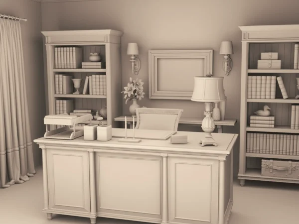 Archives 23 - Executive Home Office - Dollhouse STL - home office, desk, furniture and decor. 3D printing STL file - Storybook-inspired dollhouse miniatures, appliances furniture, décor and building supplies. Original designs by Dove & Pear.