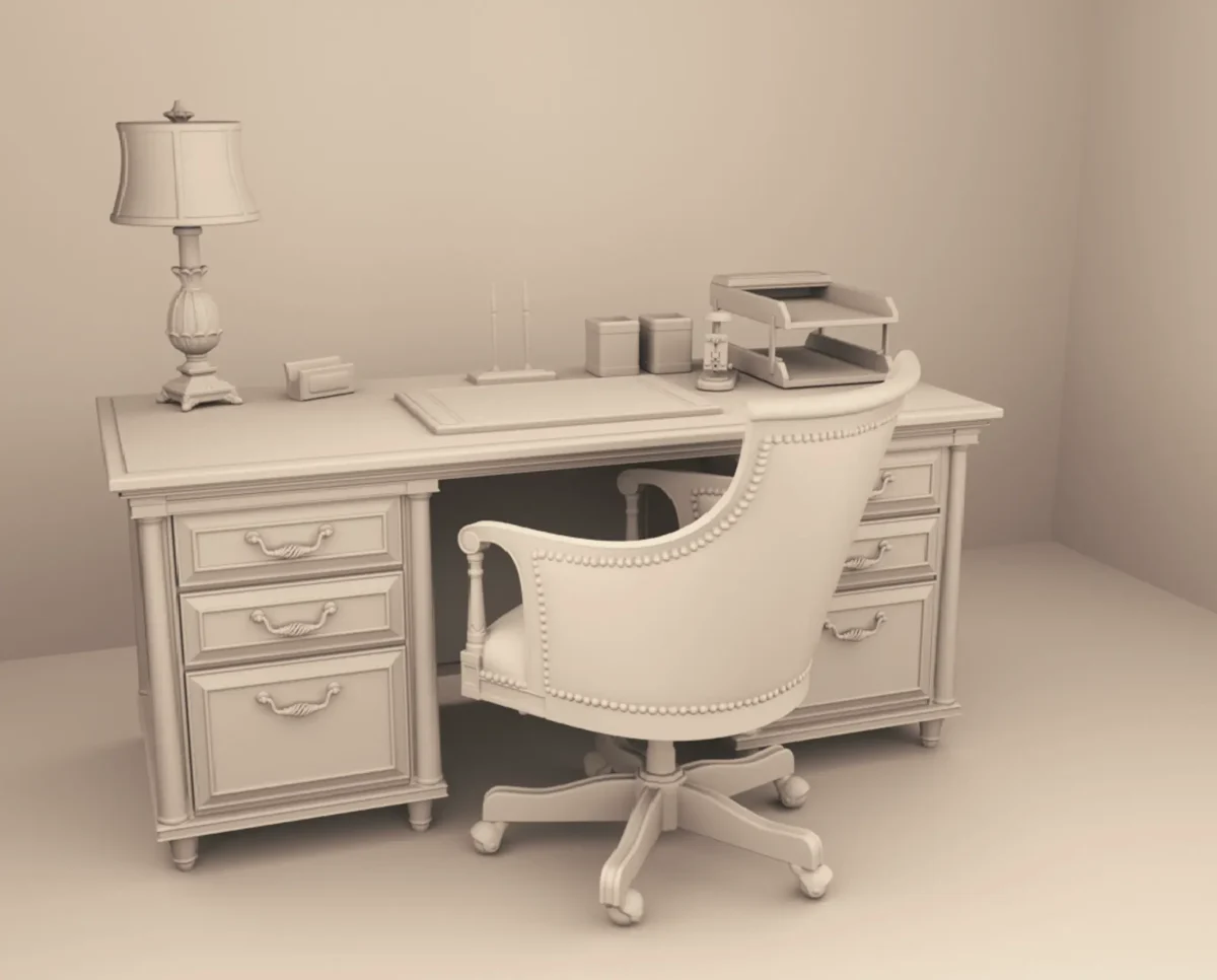 Archives 23 - Executive Home Office - Dollhouse STL - home office, desk, furniture and decor. 3D printing STL file - Storybook-inspired dollhouse miniatures, appliances furniture, décor and building supplies. Original designs by Dove & Pear.