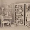 Archives 26 - Tillys Sewing Room - Dollhouse STL - craft room, desk, furniture and decor. 3D printing STL file - Storybook-inspired dollhouse miniatures, appliances furniture, décor and building supplies. Original designs by Dove & Pear.