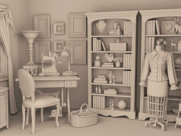 Archives 26 - Tillys Sewing Room - Dollhouse STL - craft room, desk, furniture and decor. 3D printing STL file - Storybook-inspired dollhouse miniatures, appliances furniture, décor and building supplies. Original designs by Dove & Pear.