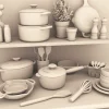 Archives 25 - Cast Iron Enamel Cookware Set - Dollhouse STL - home office, desk, furniture and decor. 3D printing STL file - Storybook-inspired dollhouse miniatures, appliances furniture, décor and building supplies. Original designs by Dove & Pear.