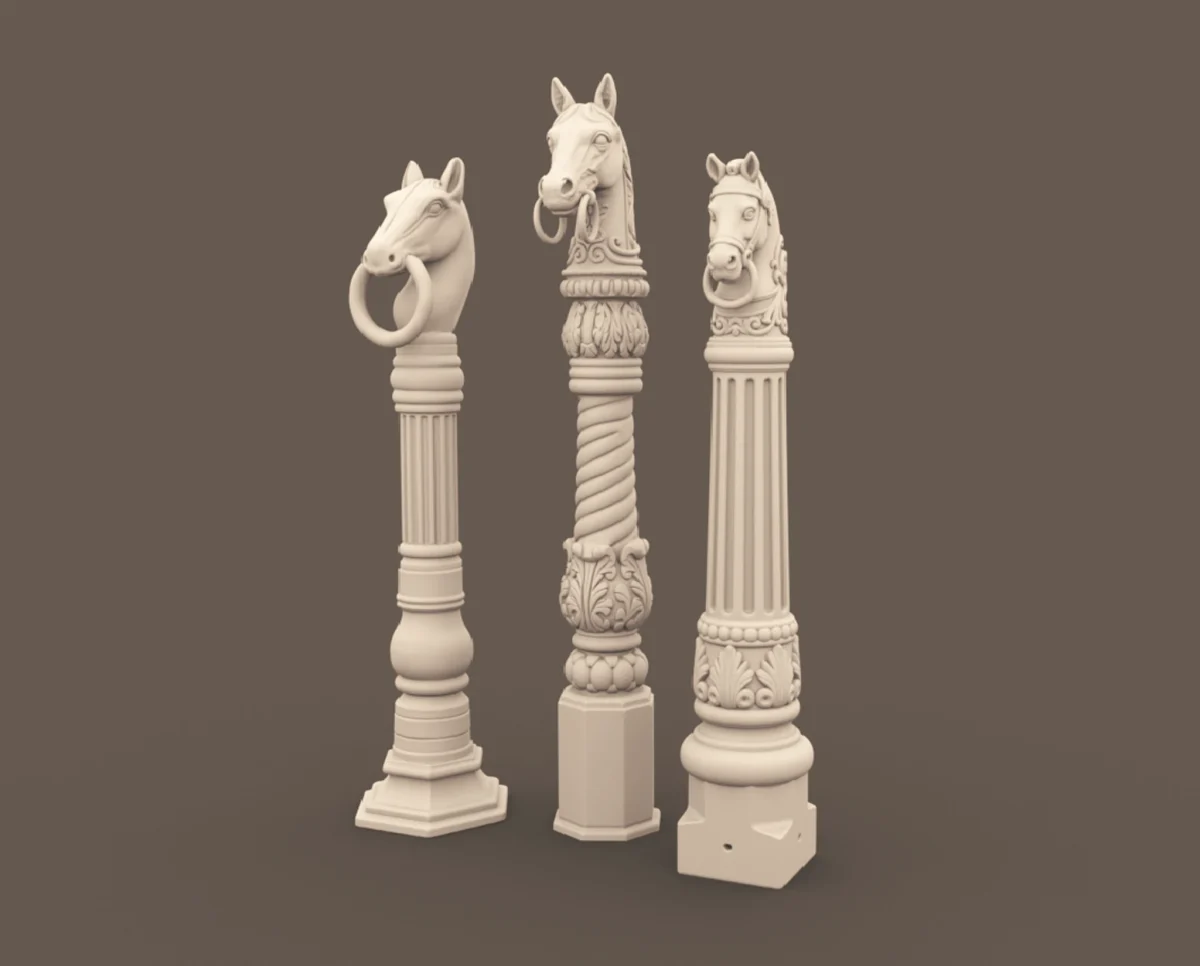 Archives 27 - Victorian Horse Head Hitching Post - Dollhouse STL - outdoor post and decor. 3D printing STL file - Storybook-inspired dollhouse miniatures, appliances furniture, décor and building supplies. Original designs by Dove & Pear.