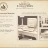 Archives 29 - Vintage Computer Desk - Dollhouse STL - desk, chair and accessories for a vintage home office aesthetic. 3D printing STL file - Storybook-inspired dollhouse miniatures, appliances furniture, décor and building supplies. Original designs by Dove & Pear.