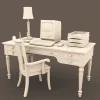 Archives 29 - Vintage Computer Desk - Dollhouse STL - desk, chair and accessories for a vintage home office aesthetic. 3D printing STL file - Storybook-inspired dollhouse miniatures, appliances furniture, décor and building supplies. Original designs by Dove & Pear.