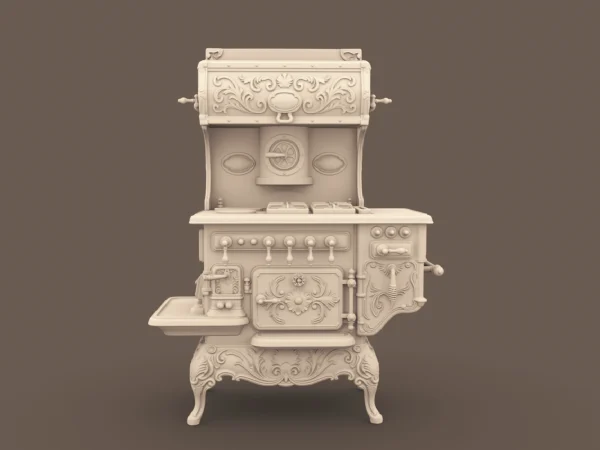 Archives 38 Eloise Victorian Stove Archives 38 - Eloise Victorian style dollhouse stove 3D printing STL file - Storybook-inspired dollhouse miniatures, appliances furniture, décor and building supplies. Original designs by Dove & Pear.