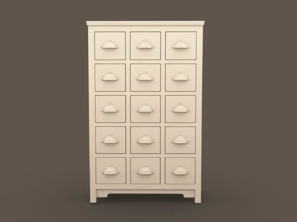 Archives 33 Apothecary Cabinet Preview Archives 33 - Apothecary Cabinet Dollhouse STL - cabinet with 15 drawers 3D printing STL file - Storybook-inspired dollhouse miniatures, appliances furniture, décor and building supplies. Original designs by Dove & Pear.