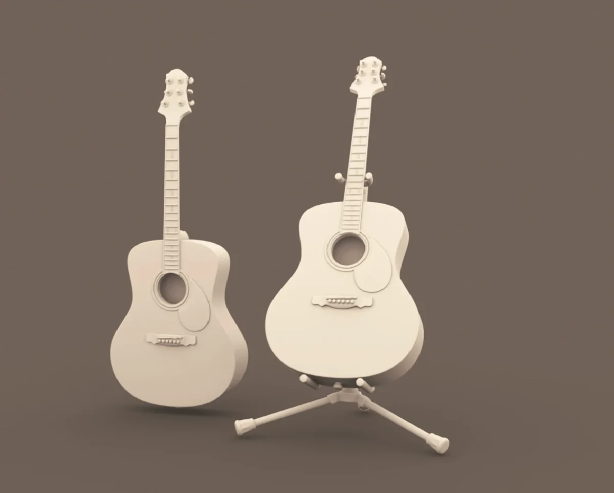Archives 34 - Acoustic Guitar 3D printing STL file - Storybook-inspired dollhouse miniatures, appliances furniture, décor and building supplies. Original designs by Dove & Pear.