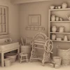 Archives47 Victorian Laundry Set Preview Archives 47 - Victorian laundry set with mangle, washboards, clothespins and other accessories - 3D printing STL file - Storybook-inspired dollhouse miniatures, appliances furniture, décor and building supplies. Original designs by Dove & Pear.