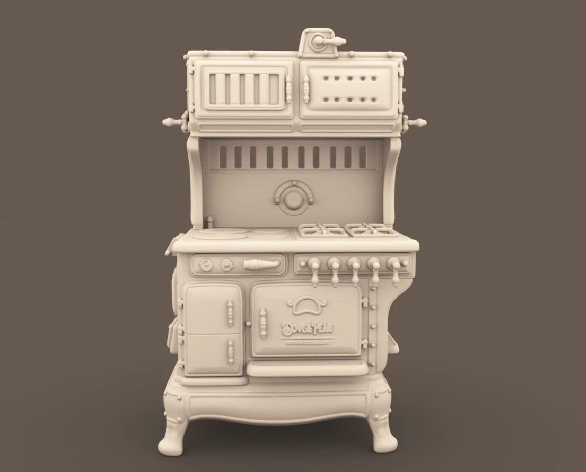 Archives 50 - Vintage kitchen stove - 3D printing STL file - Storybook-inspired dollhouse miniatures, appliances furniture, décor and building supplies. Original designs by Dove & Pear.