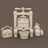 Archives 55 - Orchard apple press with jars and accessories - 3D printing STL file - Storybook-inspired dollhouse miniatures, appliances furniture, décor and building supplies. Original designs by Dove & Pear.