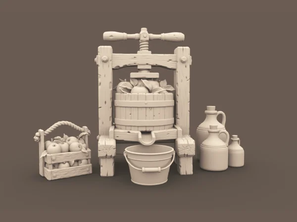 archives55 Apple Press Preview1 Archives 55 - Orchard apple press with jars and accessories - 3D printing STL file - Storybook-inspired dollhouse miniatures, appliances furniture, décor and building supplies. Original designs by Dove & Pear.